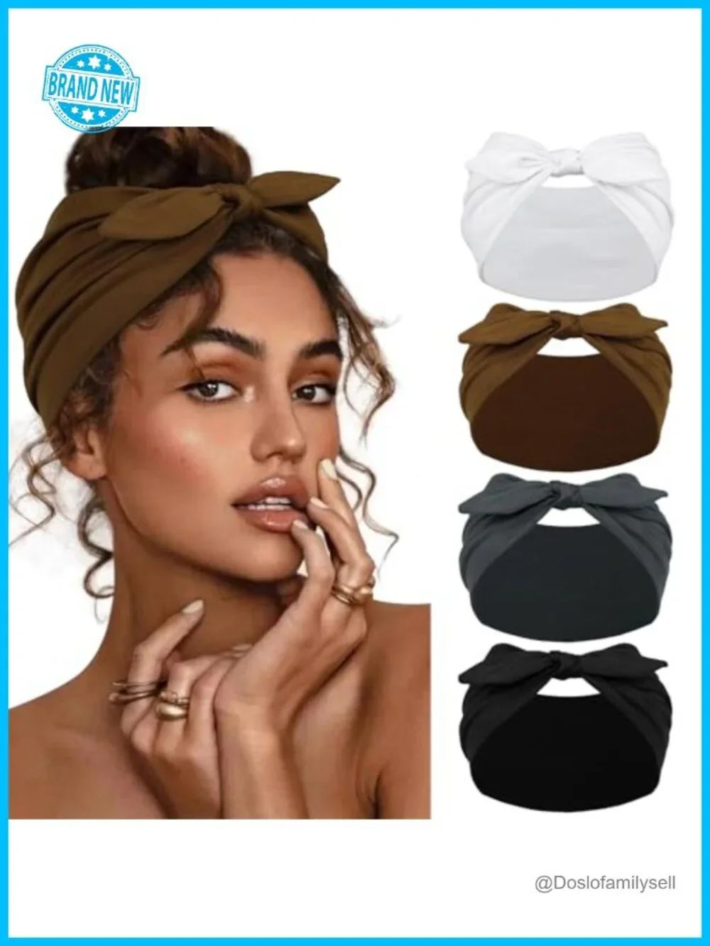 4 Packs Wide Bow Knotted Headbands for Women Non-Slip Soft Elastic Hair Wraps